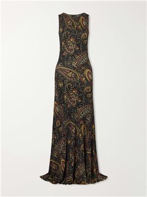 ETRO Paisley-print metallic ribbed-knit maxi dress | NET-A-PORTER