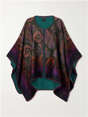 ETRO Reversible paisley-jacquard wool-blend cape | NET-A-PORTER