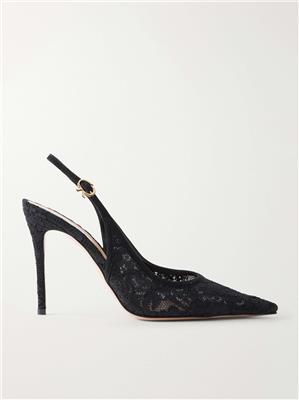 GIANVITO ROSSI Sofia 95 leather-trimmed lace slingback pumps | NET-A-PORTER