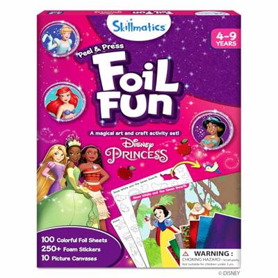 Skillmatics Foil Fun - Disney Princess, Mess-Free Art & Craft Kits for Kids, DIY Creative Activity, Travel Toys, Perfect Gifts for Fans of Moana, Cind