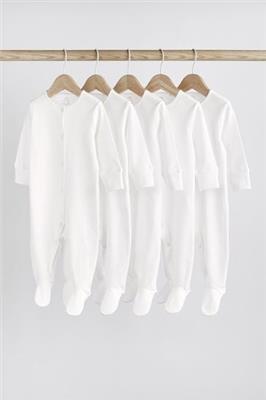 Buy White 5 Pack Cotton Baby Sleepsuits (0-18mths) from the Next UK online shop