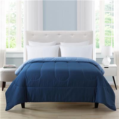 Mainstays Reversible Microfiber Comforter, Navy, Twin/Twin XL, Adult, Unisex - Walmart.com