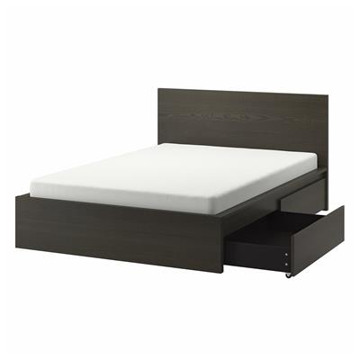 MALM high bed frame/2 storage boxes
