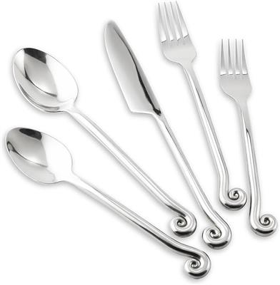 Amazon.com: Kelenfer 18/10 Stainless Steel Flatware, Silverware Set Combo with Musical Note Tail Design, Dishwasher Safe, 20-Piece Cutlery Service for