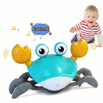 FEELGUY Crawling Toy Crab Baby Toy, Infant Sensory Tummy time Toys with Music and Lights 3 4 5 6 7 8 9 10 11 12 Babies boy Girl 3-6 6-12 Learning to C