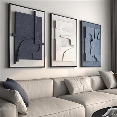 Large 3D Textured Framed Blue
