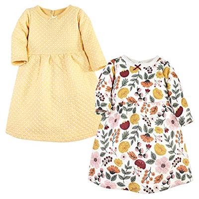 Hudson Baby Infant and Toddler Girl Cotton Dresses, Fall Botanical, 3-6 Months