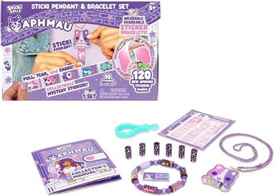 Amazon.com: Sky Castle Sticki Rolls Aphmau Wearable Shareable Pendant Toy Bracelet | Pink Purple Cat, 120 Foil Holographic Stickers, Restickable, Wear