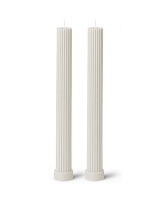 Black Blaze Column Pillar Candle Set Of 2 White | David Jones