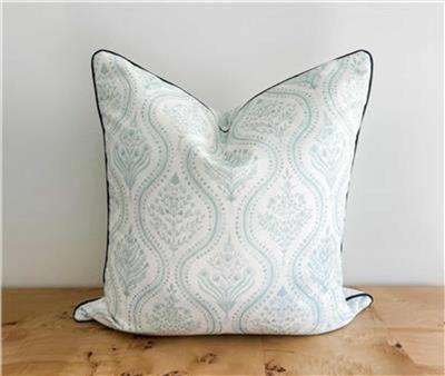 Danika Herrick Monticello Aqua Blue Pillow Cover, Block Print Pillow, Floral Pillow, Decorative Pillow, Throw Pillow, Grandmillenial Decor - Etsy