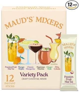 Amazon.com : Mauds Mixers Variety Pack Cocktail/Mocktail Mix, 12ct | Mocktail Non-Alcoholic Drinks Made with Real Agave - Low Calorie, Low Sugar, Eas