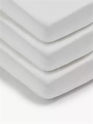 John Lewis Cotton Fitted Cotbed Sheet, Pack of 3, 70 x 140cm, White