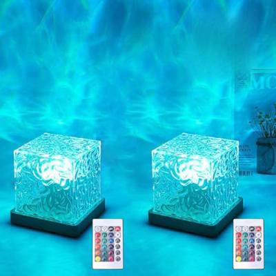 Growalleter Ocean Wave Projection Lamp, 16 Color RGB Mood Light with Remote, 3D Water Ripple Night Light for Kids Room, Meditation, Yoga, Home Decor(2