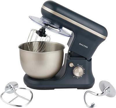 Salter EK5620BGRY Marino Baking Stand Mixer - 6 Speed Kitchen Mixer With Pulse, 5L Stainless Steel Mixing Bowl, Removable Splash Guard, Whisk, Dough a