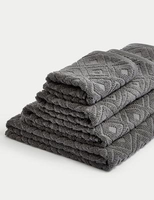 Buy Pure Cotton Geometric Towel | M&S Collection | M&S | Hand Towel