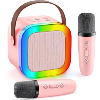 Pink Karaoke Machine with 2 Microphones