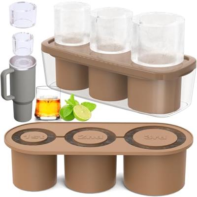 Ice Cube Tray for 40Oz Tumbler Cup, 3 Pcs Silicone Cylinder Ice Mold with Lid and Bin for Freezer, Ice Drink, Juice, Whiskey, Cocktail, Summer Gifts (