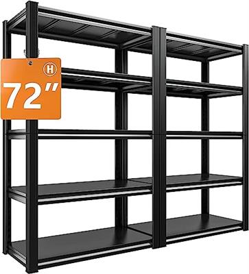 Raybee 72H Garage Shelving Heavy Duty Garage Storage Shelves Load 2000 LBS Adjustable Metal Shelves for Storage 5 Tier Storage Rack for Warehouse Pa