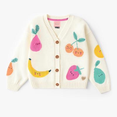Cream knit cardigan with fruit patterns, child | Souris Mini - Souris Mini