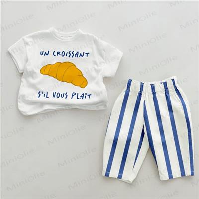 UN CROISSANT SIL VOUS PLAÎT Baby 2-piece Blue Vertical Striped Set – MiniOlie