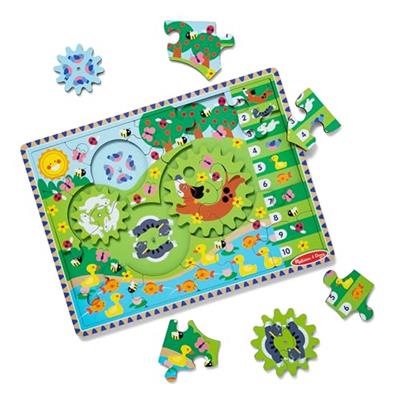 Melissa & Doug Wooden Animal Chase Jigsaw Spinning Gear Puzzle – 24 Pieces Wooden Puzzle for Toddlers and Preschoolers, for Boys and Girls Ages 3+