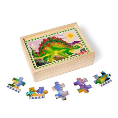 Melissa & Doug 4-in-1 Wooden Dinosaur Puzzles, 48-Piece Jigsaw Puzzle Set | 4 Puzzles In One Storage Box, Sparks An Interest In History, Builds Proble