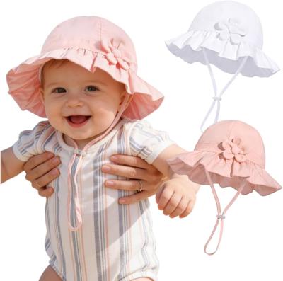 Amazon.com: Baby Girl Wide Brim Bucket Hats with UPF 50+ Outdoor Adjustable Beach Hat with Sun Hat(6-12 Months,White Petal & Pink Petal): Clothing, Sh