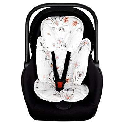 CARUILI Infant Car Seat Insert, 2 in 1 Carseat Head Support for Newborn Girl, Soft Baby Car Seat Head Body Support Cushion Pillow, Reversible & Adjust