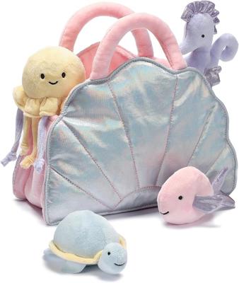 Amazon.com: Lambs & Ivy Interactive Aquatic/Sea Shell Plush with Stuffed Animal Toys | Aquatic Playset Includes Sea Turtle, Jellyfish, Seahorse, & Fis