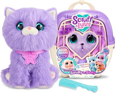 Amazon.com: ScruffaLuvs Pet Scruffs Kitty Mystery Plush Toy, Scruff A Luvs Cat Plushies | Includes deluxe pet carrier, comb, collar, and adoption cert