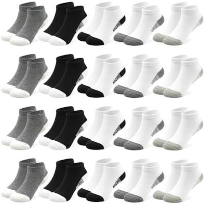 LAETBBE 20 Pairs Boys Socks Toddler Boys Ankle Socks Kids Low Cut Sock Kids Athletic Black White Sock for 4-7 Years