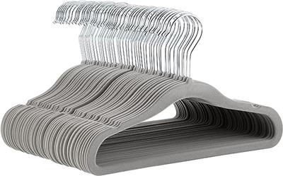 Amazon.com: Amazon Basics Kids Velvet, Non-Slip Clothes Hangers for Infant and Toddle, 11.6 inches, Pack of 50, Gray