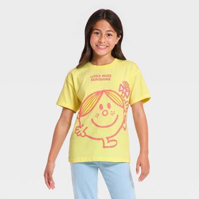 Girls Little Miss Sunshine Oversized Front and Back Short Sleeve Graphic T-Shirt - Yellow S : Target
