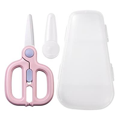 Artenny Baby Food Scissors Kids with Case Travel, Ceramic Kitchen Scissors for Food with Safety Lock, Baby Food Cutter (A)