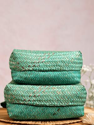 Handmade Zari Sitalpati Sage Leaf Gift Box