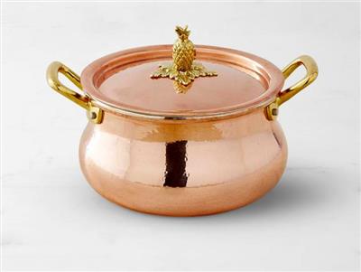 Ruffoni Historia Hammered Copper Stock Pot Pineapple Knob