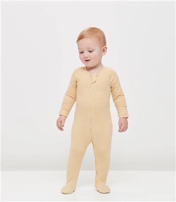 Baby Organic Cotton Stripe Coverall - Yellow Mustard Stripe 3-6 months