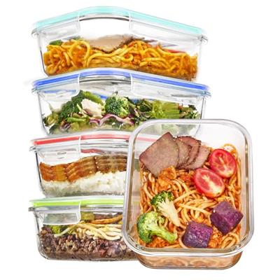 Vtopmart 5 Pack 35oz Glass Food Storage Containers with Lids, Meal Prep Containers, Airtight Reusable Lunch Container Set, Safe for Oven, Microwave, F