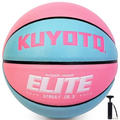 Girls Womens Size 6 (28.5) Elite Basketball with Pump Premium Composite Leather Basketball in&Outdoor Game Gym Training Competition Sports Basketball