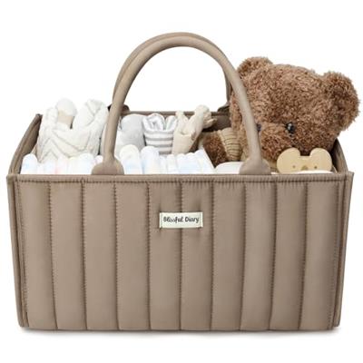 Blissful Diary Baby Diaper Caddy Basket, Stylish Baby Diaper Caddy Organizer, Storage Basket for Diapers - Baby Gift Registry for Newborn Baby Shower