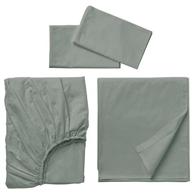 DVALA sheet set, gray-green, King - IKEA CA