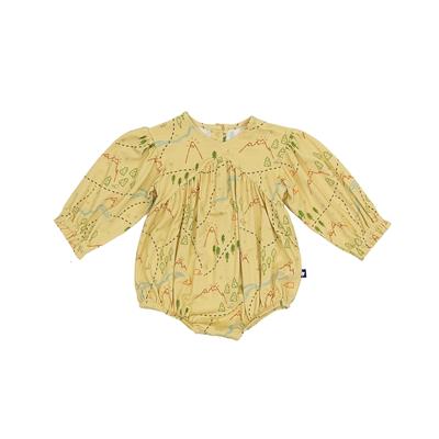 Larkspur Baby | Bubble Romper in Trail Map Doodles