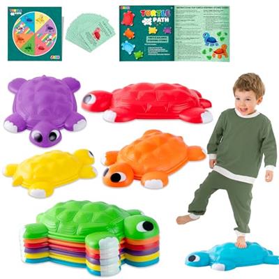 JOYIN Turtle Balance Stepping Stones, 6 Pcs Kids Turtle Jumping Stones Steps Stones Up to 265 Ibs, Toddler Obstacle Course Coordination Game Toys for
