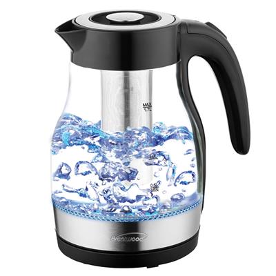 1.7 Liter Cordless Automatic Electric Glass Tea Kettle with Stainless Steel Tea Infuser