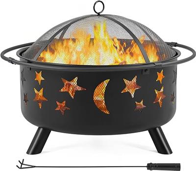 Amazon.com : Yaheetech Fire Pit 30in Fire Pits for Outside Wood Burning Outdoor Fireplace with Spark Screen, Poker for Bonfire Patio Backyard Garden P