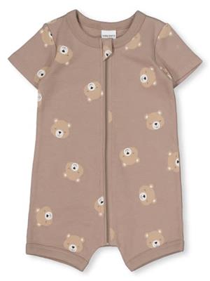 Medium brown Baby Short Sleeve Zip Romper | Best&Less™ Online