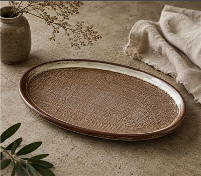 Farmhouse Haven Textured Ceremic Long Serving Tray - Wheat – Cobblestone Australia