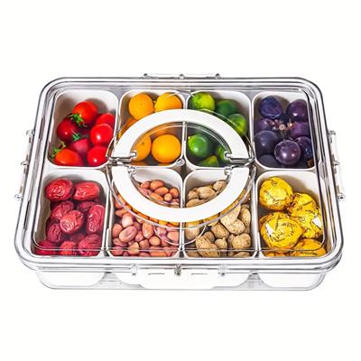 Divided Food Serving Tray Lid Handle Snack Box Charcuterie - Temu Australia