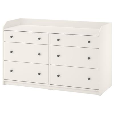 HAUGA 6-drawer dresser, white, 138x84 cm (543/8x331/8) - IKEA CA