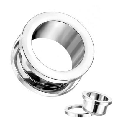 Pair (2PCS) STAINLESS STEEL SCREW FIT TUNNELS Double Flare Gauges Ear Plugs 9268 (1-1/4 (32MM))